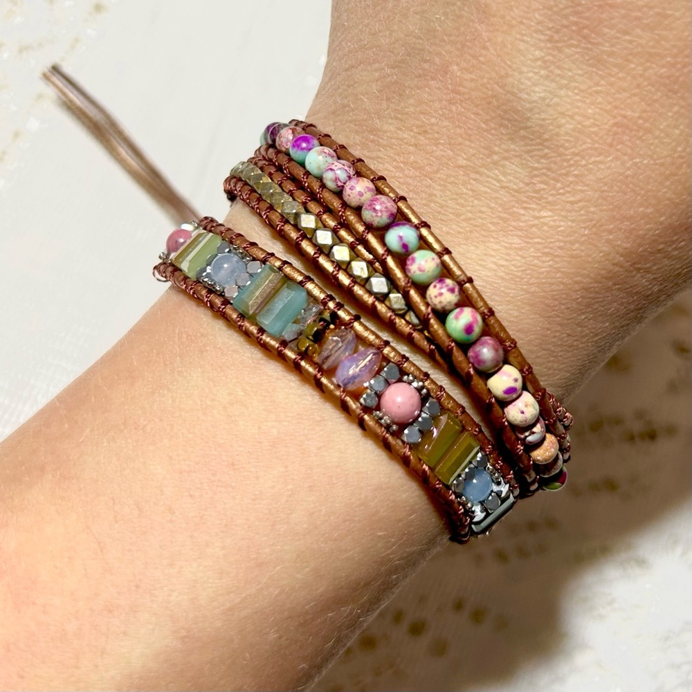 Boho Gemstone Wrap Bracelet Handmade